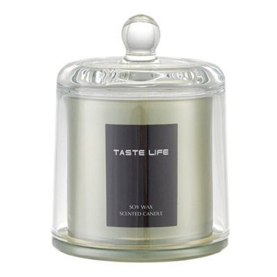 Living And Home Lime Basil And Citrus Scented Soy Wax Candle With Glass Dome For Relaxation And Self-Care - image 1