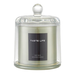 Living And Home Lime Basil And Citrus Scented  Soy Wax Candle With Glass Dome For Relaxation And Self-Care