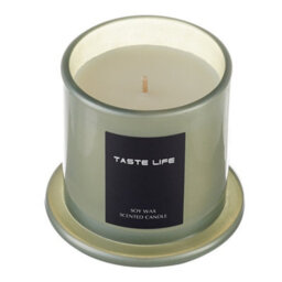 Living And Home Lime Basil And Citrus Scented  Soy Wax Candle With Glass Dome For Relaxation And Self-Care - thumbnail 4