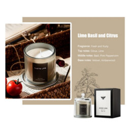 Living And Home Lime Basil And Citrus Scented  Soy Wax Candle With Glass Dome For Relaxation And Self-Care - thumbnail 8