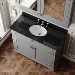 Hudson Reed Floor Standing Two Door Traditional Vanity Unit With 3 Tap Hole Black Marble Top & Basin In Storm Grey, 1020 X 470mm - thumbnail 3