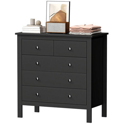 Black Chest Of Drawers 5-Drawer Dresser For Bedroom Storage Cabinet - image 1
