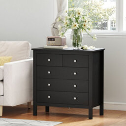 Black Chest Of Drawers 5-Drawer Dresser For Bedroom Storage Cabinet - thumbnail 6