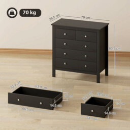 Black Chest Of Drawers 5-Drawer Dresser For Bedroom Storage Cabinet - thumbnail 2