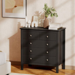 Black Chest Of Drawers 5-Drawer Dresser For Bedroom Storage Cabinet - thumbnail 3