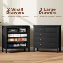 Black Chest Of Drawers 5-Drawer Dresser For Bedroom Storage Cabinet - thumbnail 4