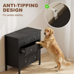 Black Chest Of Drawers 5-Drawer Dresser For Bedroom Storage Cabinet - thumbnail 5