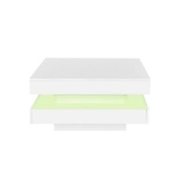 White Square High Gloss Coffee Table With 360 Rotating Top And Led Lights - thumbnail 8