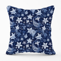 Warren Reed Designer Paisley Christmas Stars Blue Outdoor Cushion 45Cm X 45Cm - thumbnail 1