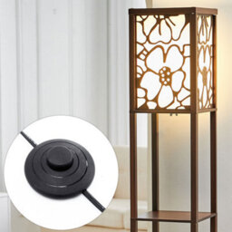 Living And Home 160Cm E27 Base Walnut Flower Wooden Floor Lamp Floor Light With Storage Shelves And Foot Switch For Bedroom Living Room - thumbnail 3