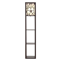 Living And Home 160Cm E27 Base Walnut Flower Wooden Floor Lamp Floor Light With Storage Shelves And Foot Switch For Bedroom Living Room - thumbnail 8
