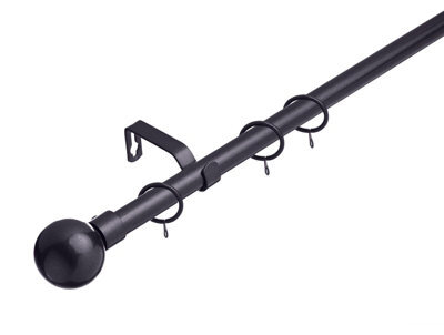 Lister Cartwright 19 mm Extendable Metal Curtain Poles - Gun Metal (Ball Finials, 120 - 210 Cm) - image 1