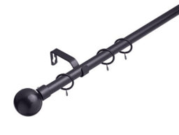 Lister Cartwright 19 mm Extendable Metal Curtain Poles  - Gun Metal (Ball Finials, 120 - 210 Cm) - thumbnail 1