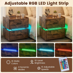 Nightstand With Charging Station And Led Bedside Table - thumbnail 5
