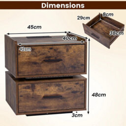 Nightstand With Charging Station And Led Bedside Table - thumbnail 2