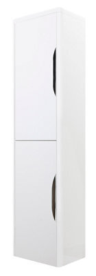 Balterley Wall Hung Tall Bathroom Storage Unit 1399 X 356 X 253mm - Gloss White - image 1