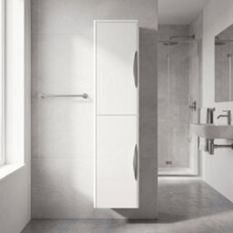 Balterley Wall Hung Tall Bathroom Storage Unit 1399 X 356 X 253mm - Gloss White - thumbnail 4