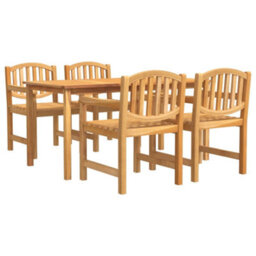 Berkfield 5 Piece Garden Dining Set Solid Wood Teak - thumbnail 2
