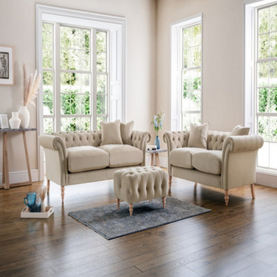 Sofas Express Tulip Beige Putty Velvet  2 Seater Sofa - image 1