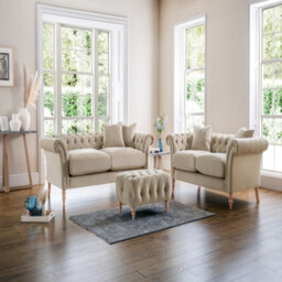 Sofas Express Tulip Beige Putty Velvet  2 Seater Sofa