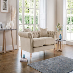 Sofas Express Tulip Beige Putty Velvet  2 Seater Sofa - thumbnail 2