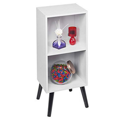 Urbn-Living Urbnliving 2 Tier 53Cm Height White Wooden Storage Cube Bookcase Scandinavian Style Black Legs - image 1