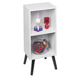 Urbn-Living Urbnliving 2 Tier 53Cm Height White Wooden Storage Cube Bookcase Scandinavian Style Black Legs - thumbnail 1