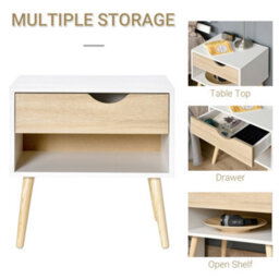 Wyld Haus Basuve White And Oak Bedside Table With Drawer And Shelf, 50W X 39D X 51H Cm - thumbnail 6