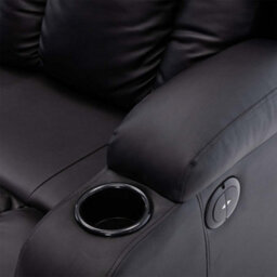 More4Homes Caesar Electric High Back Luxury Bond Grade Leather Recliner 3 Seater Sofa (Black) - thumbnail 5
