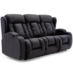 More4Homes Caesar Electric High Back Luxury Bond Grade Leather Recliner 3 Seater Sofa (Black) - thumbnail 2
