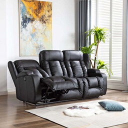 More4Homes Caesar Electric High Back Luxury Bond Grade Leather Recliner 3 Seater Sofa (Black) - thumbnail 1