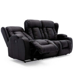 More4Homes Caesar Electric High Back Luxury Bond Grade Leather Recliner 3 Seater Sofa (Black) - thumbnail 3