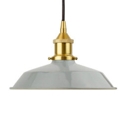 French Grey Small Trinity Metal Painted Dome Pendant Light With Polished Brass Lamp Holder And Black Round Cable - Se Home