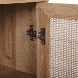 Beliani 3-Door Sideboard With Natural Rattan Front And Powder-Coated Black Metal Legs, 76 X 120 Cm - thumbnail 8