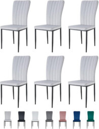 MCC Direct Set Of 6 High Back Dining Chairs Velvet Fabric Kitchen Dining Seating Light Grey- Elle By Mcc