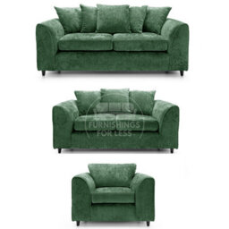 Furnishings For Less UK Monaco Chenille Fabric 3 Piece Sofa Set - 3 2 1  Green - thumbnail 1