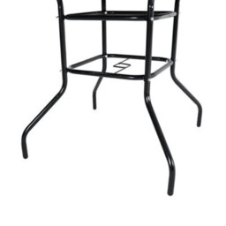Breeins 80Cm W Square Wrought Iron Style Outdoor Garden Table With Tempered Glass Top And Parasol Hole, Black - thumbnail 4