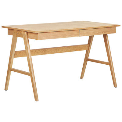 Beliani Home Office Desk Sheslay Light Brown 120 Cm 70 Cm With Drawers - image 1
