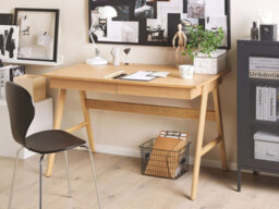 Beliani Home Office Desk Sheslay Light Brown 120 Cm 70 Cm With Drawers - thumbnail 2