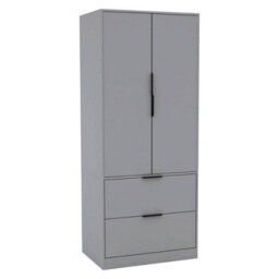 Urbn-Living Urbnliving 179Cm Height 2 Door 2 Drawer Minimalist Bedroom Grey Wardrobe Storage & Hanging Rail - thumbnail 5