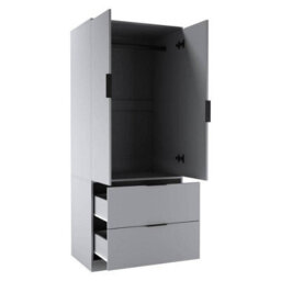 Urbn-Living Urbnliving 179Cm Height 2 Door 2 Drawer Minimalist Bedroom Grey Wardrobe Storage & Hanging Rail - thumbnail 4