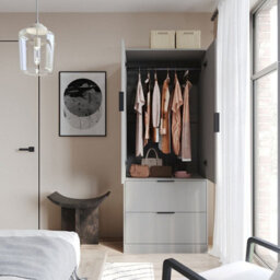 Urbn-Living Urbnliving 179Cm Height 2 Door 2 Drawer Minimalist Bedroom Grey Wardrobe Storage & Hanging Rail - thumbnail 3