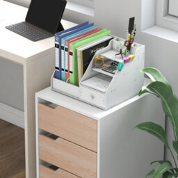 HOMCOM Mdf Mobile File Cabinet W/ 3 Drawers Locking Wheels Metal Rails Oak Tone White - thumbnail 8