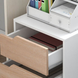 HOMCOM Mdf Mobile File Cabinet W/ 3 Drawers Locking Wheels Metal Rails Oak Tone White - thumbnail 9