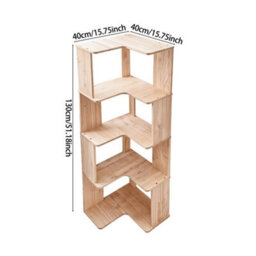 4-Tier Wooden Corner Bookcase Book Storage Cabinet Home/school Shelving Unit - thumbnail 1