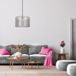 Happy Homewares Moroccan Designed Large Grey Metal Pendant Light Shade With Floral Decoration - thumbnail 5