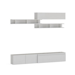 Decorotika Bravo Moduler Modern Tv Unit Wall Mount Customizable Layout High Gloss White - thumbnail 4