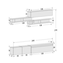 Decorotika Bravo Moduler Modern Tv Unit Wall Mount Customizable Layout High Gloss White - thumbnail 6