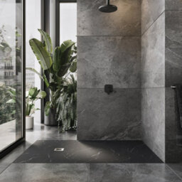 Plum&clay Pia Rectangle Black Marble Effect Shower Tray (L)1400mm (W)800mm (H)25mm - thumbnail 3