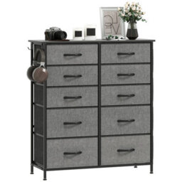 Homcom Fabric Chest Of Drawers, 10 Drawer Dresser For Bedroom, Charcoal Grey - thumbnail 2